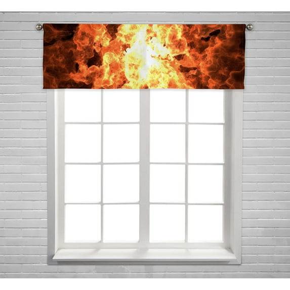PKQWTM Computer Generated Fireball Explosion Black Space Window Curtain Valance Rod Pocket 54x18 inch