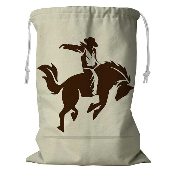 PKQWTM Cowboy Riding Wild Horse Storage Basket Laundry Bag with Drawstring Size 18x24 Inch