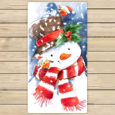 PKQWTM Cute Bird Snowman Snowflake Winter Holiday Microfiber Bath Towels Bathroom Body Shower Towel Size 30x56 Inches