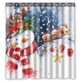 thumbnail image 1 of PKQWTM Cute Bird Snowman Snowflake Winter Holiday WaterProof Polyester Fabric Shower Curtain Size 66x72 Inches, 1 of 1