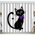 thumbnail image 1 of PKQWTM Cute Black Cat White Halloween Practical heat insulation Shading Window Curtain Size 52(W)x84(H) inches(Two Piece), 1 of 1