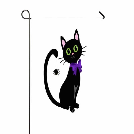 PKQWTM Cute Black Cat White Halloween Yard Decor Home Garden Flag Size 12x18 Inches