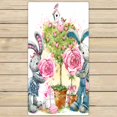 thumbnail image 1 of PKQWTM Cute Bunny Love Card Valentine Day Rabbit Microfiber Bath Towels Bathroom Body Shower Towel Size 30x56 Inches, 1 of 1