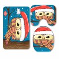 thumbnail image 1 of PKQWTM Cute Cartoon Owl Santa Hat Branch 3 Piece Bathroom Rugs Set Bath Rug Contour Mat and Toilet Lid Cover, 1 of 2