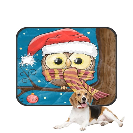 PKQWTM Cute Cartoon Owl Santa Hat Branch Pet Dog Cat Bed Pee Pads Mat Cushion Potty Dogsblankets Crate Bed Kennel 36x48 inch