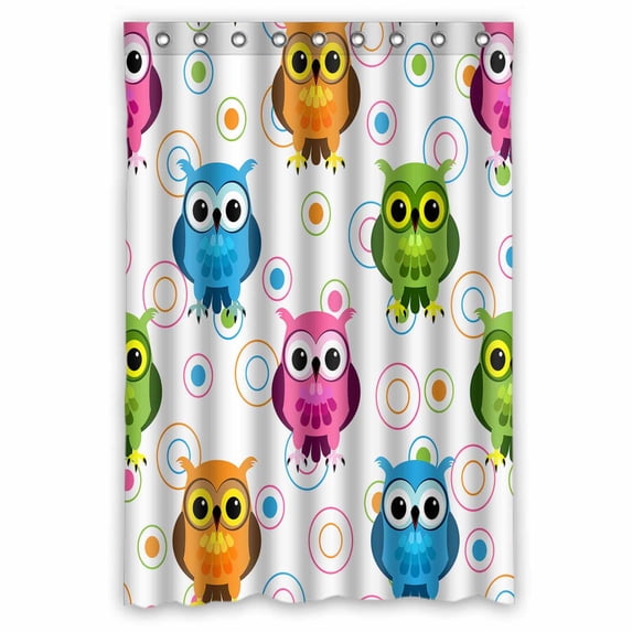 PKQWTM Cute Cartoon Owls WaterProof Polyester Fabric Shower Curtain Size 48x72 Inches