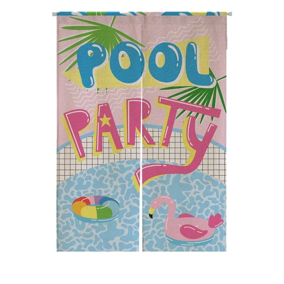 PKQWTM Cute Cartoon Pool Float Flamingo Pool Party Door Curtain Window Cover Home Decor Hanging Curtain Size 85x120 CM