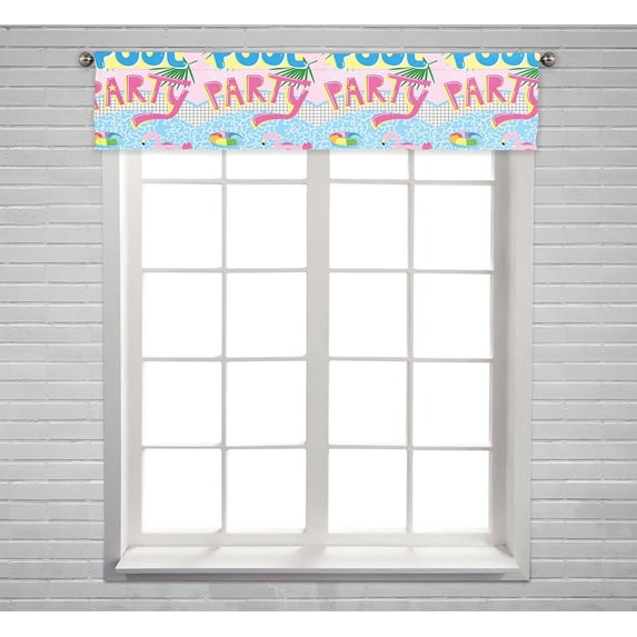 PKQWTM Cute Cartoon Pool Float Flamingo Pool Party Window Curtain Valance Rod Pocket 54x12 inch