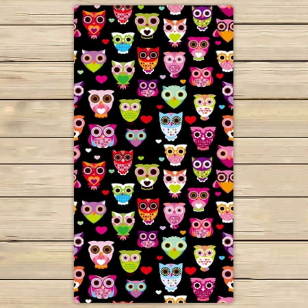 PKQWTM Cute Colourfull Owl Microfiber Bath Towels Bathroom Body Shower Towel Size 30x56 Inches