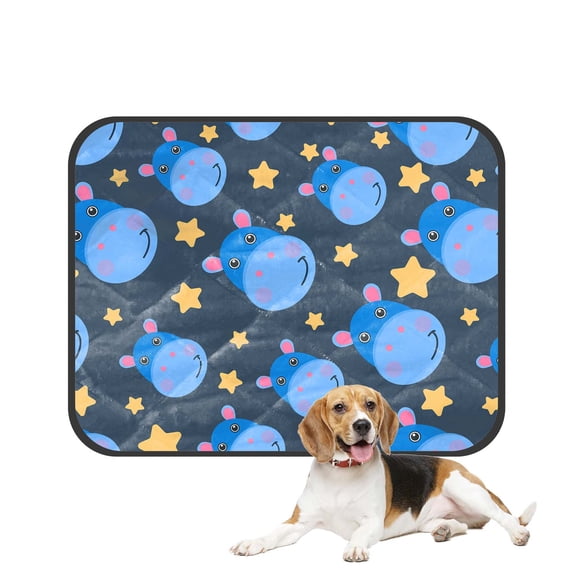 PKQWTM Cute Hippo And Stars Pattern Of A Hippopotamus Pet Dog Cat Bed Pee Pads Mat Cushion Potty Dogs Blankets Crate Bed Kennel 14x18 inch