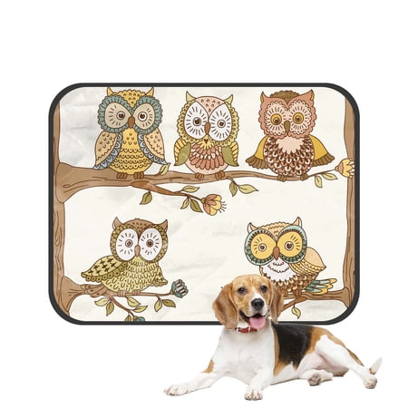 PKQWTM Cute Owls on a Tree Branch Pet Dog Cat Bed Pee Pads Mat Cushion Potty Dogsblankets Crate Bed Kennel 36x48 inch