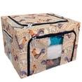 thumbnail image 1 of PKQWTM Cute Roosters Floral Ornament Beige Storage Bag Clear Window Storage Bins Boxes Large Capacity Foldable Stackable Organizer With Steel Metal Frame For Bedding,Clothes,Closets, Bedrooms, 1 of 3