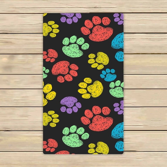 PKQWTM Cute colorful doodle paw prints Animal tiling Microfiber Bath Towels Bathroom Body Shower Towel Size 16x28 Inches