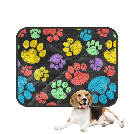 PKQWTM Cute colorful doodle paw prints Animal tiling Pet Dog Cat Bed Pee Pads Mat Cushion Potty Dogs Blankets Crate Bed Kennel 36x48 inch