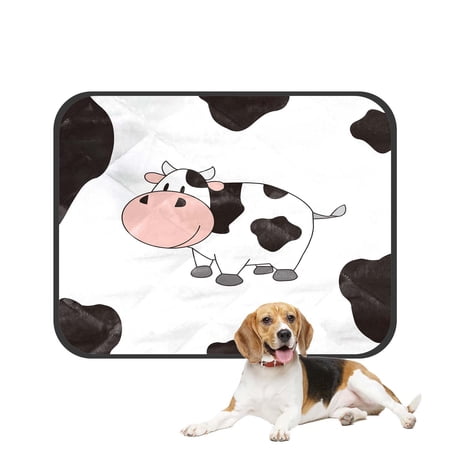 PKQWTM Cute cow cartoon Pet Dog Cat Bed Pee Pads Mat Cushion Potty Dogs Blankets Crate Bed Kennel 28x36 inch