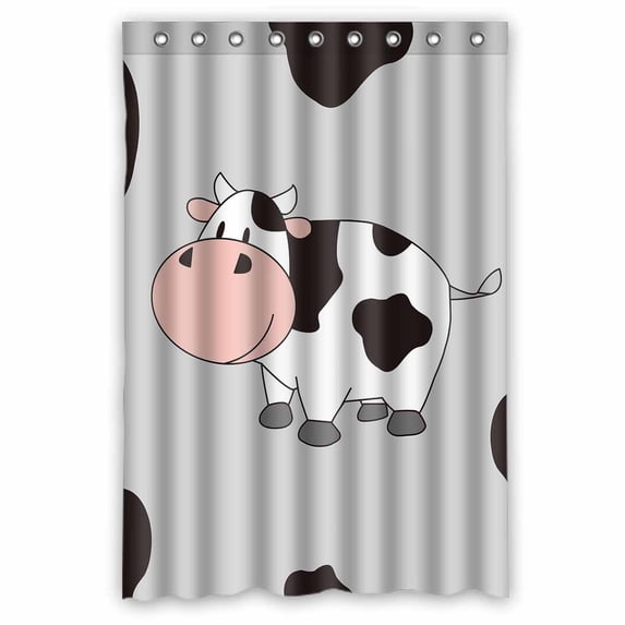 PKQWTM Cute cow cartoon WaterProof Polyester Fabric Shower Curtain Size 48x72 Inches