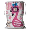 thumbnail image 1 of PKQWTM Cute flamingo girl cartoon wearing glasses Storage Basket Laundry Bag with Drawstring Size 24x32 Inch, 1 of 3