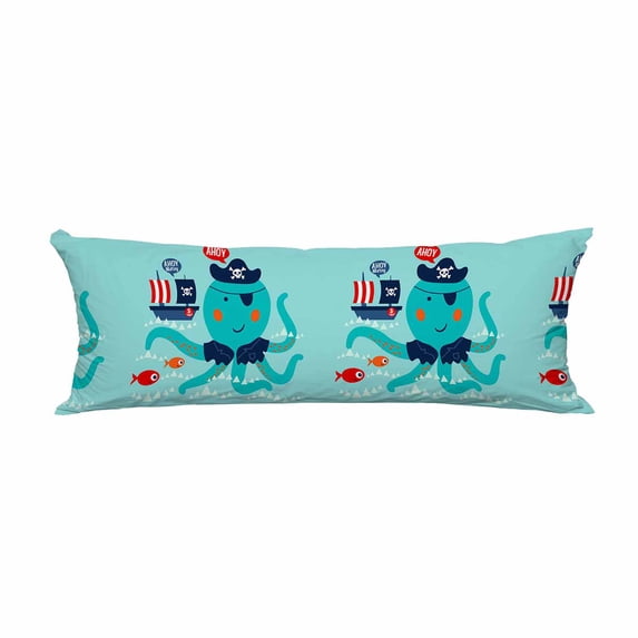 PKQWTM Cute octopus swimming red fishes pirate boat Long Body Pillow Case Cover Pillow Cushion Size 20x60 Inches