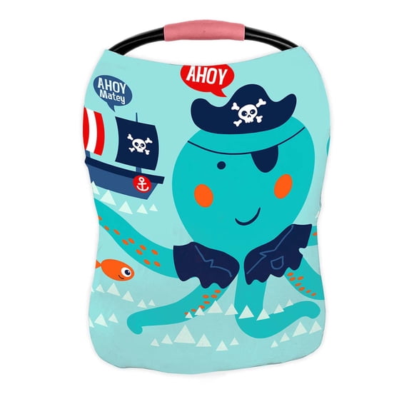 PKQWTM Cute octopus swimming red fishes pirate boat Nursing Cover Baby Breastfeeding Infant Feeding Cover Baby Car Seat Cover