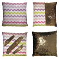 thumbnail image 1 of PKQWTM Cute retro pink and purple chevron Reversible Mermaid Cushion Cover Home Decor Sequin Pillow Case Size 18x18 inches, 1 of 2
