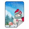 thumbnail image 1 of PKQWTM Cute snowman snowy winter landscape christmas Blanket Crystal Velvet Throw Bed Blanket 58x80 inches, 1 of 1