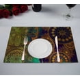 thumbnail image 1 of PKQWTM Damask Floral Grunge Gold Orange Green Blue Violet Kitchen Dining Table Mats Placemats Size 12x18 Inches, Set of 2 Pieces, 1 of 2