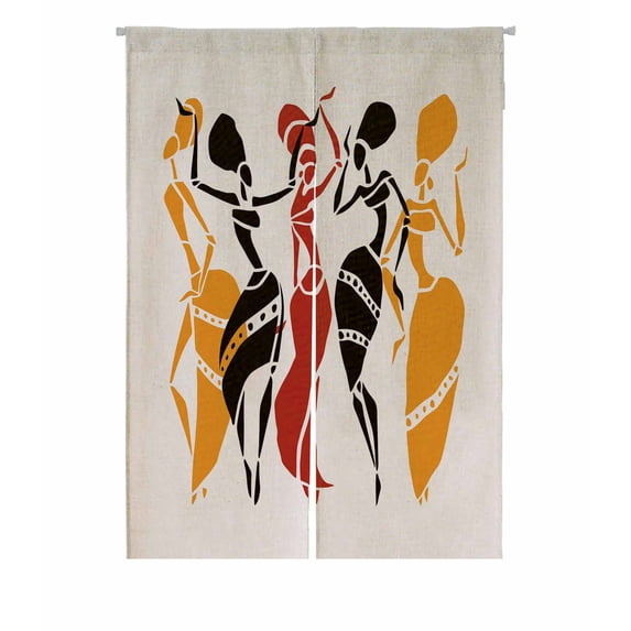PKQWTM Dancers Silhouette White Tribal Women Door Curtain Window Cover Home Decor Hanging Curtain Size 85x120 CM