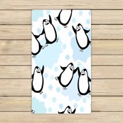 PKQWTM Dancing Penguins Pattern Microfiber Bath Towels Bathroom Body Shower Towel Size 16x28 Inches