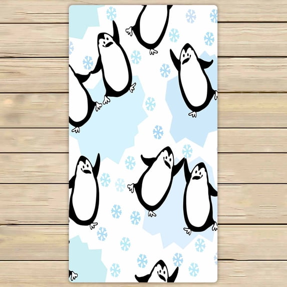 PKQWTM Dancing Penguins Pattern Microfiber Bath Towels Bathroom Body Shower Towel Size 30x56 Inches
