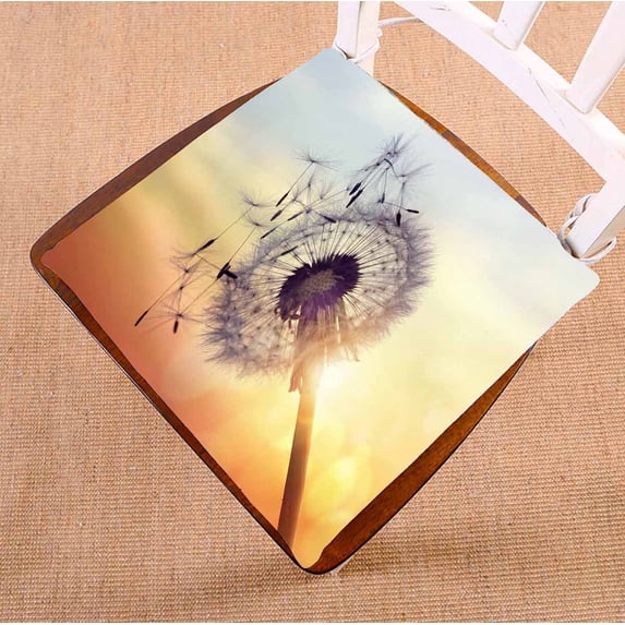 PKQWTM Dandelion Silhouette Against Sunset Seeds Blowing Wind Chair Pads Chair Mat Seat Cushion Chair Cushion Floor Cushion Size 20x20 inches