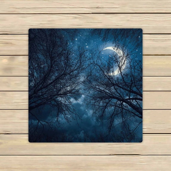 PKQWTM Dark sky with stars moon and trees Mystic Landscape Microfiber Bath Towels Bathroom Body Shower Towel Size 13x13 Inches