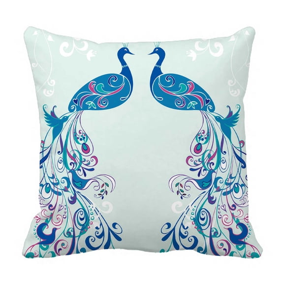 PKQWTM Decorative Peacock Bed Decor Pillow Cases Zippered Cushion Cover Size 18x18 Inches