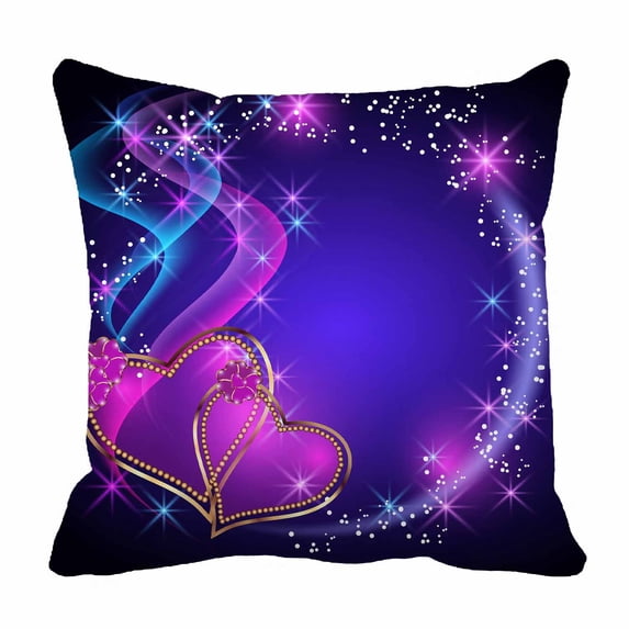 PKQWTM Decorative Shiny Hearts Stars Bed Decor Pillow Cases Zippered Cushion Cover Size 16x16 Inches