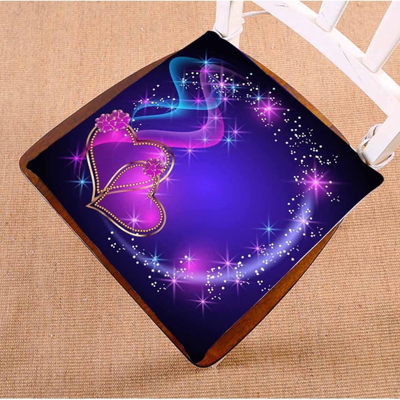 PKQWTM Decorative Shiny Hearts Stars Chair Pads Chair Mat Seat Cushion Chair Cushion Floor Cushion Size 16x16 inches