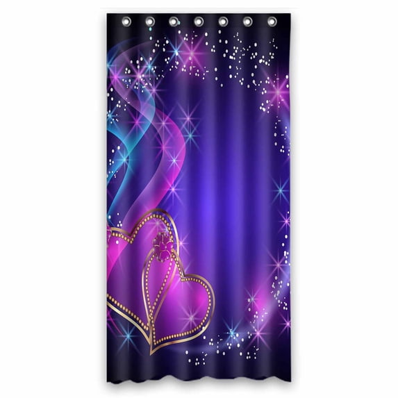 PKQWTM Decorative Shiny Hearts Stars WaterProof Polyester Fabric Shower Curtain Size 36x72 Inches