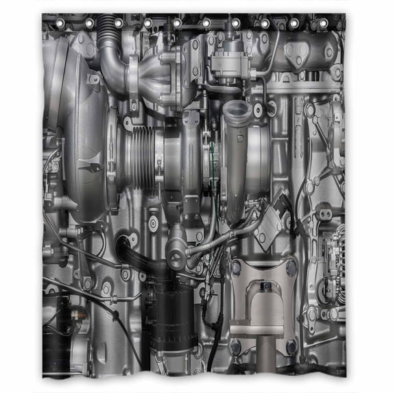 PKQWTM Diesel Engine WaterProof Polyester Fabric Shower Curtain Size 60x72 Inches