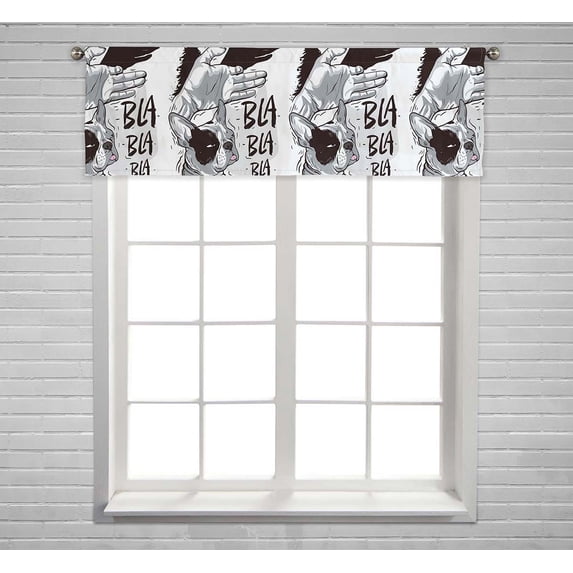 PKQWTM Dog French Bulldog Window Curtain Valance Rod Pocket 54x18 inch