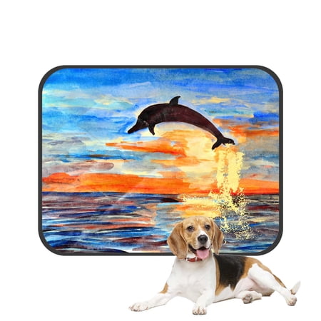 PKQWTM Dolphin Jumping out of Sea Sunset Seacapes Pet Dog Cat Bed Pee Pads Mat Cushion Potty Dogs Blankets Crate Bed Kennel 28x36 inch