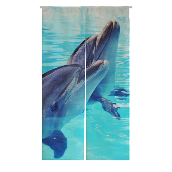 PKQWTM Dolphin Swimming Door Curtain Window Cover Home Decor Hanging Curtain Size 85x150 CM