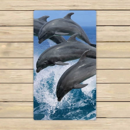 PKQWTM Dolphins Waves Hawaii Pacific Ocean Wildlife Marine Animals Microfiber Bath Towels Bathroom Body Shower Towel Size 16x28 Inches