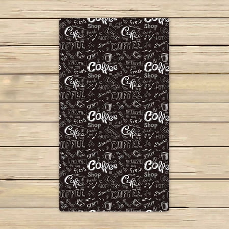 PKQWTM Doodle Coffee Black Microfiber Bath Towels Bathroom Body Shower Towel Size 16x28 Inches