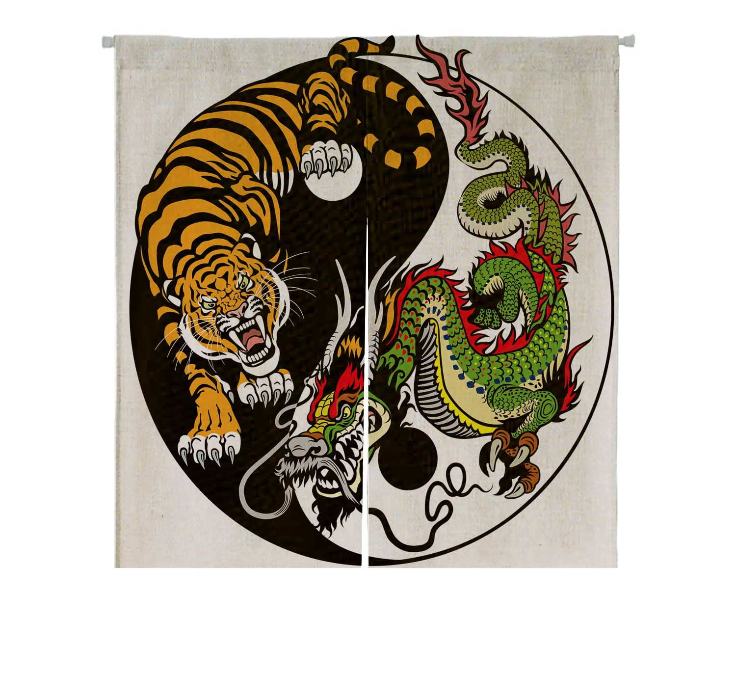 PKQWTM Dragon And Tiger Yin Yang Symbol Of Harmony And Balance Door ...