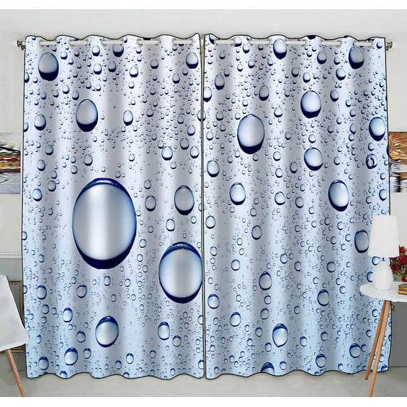PKQWTM Drops Of Water Abstract Macro Photo Practical heat insulation Shading Window Curtain Size 52(W)x84(H) inches(Two Piece)
