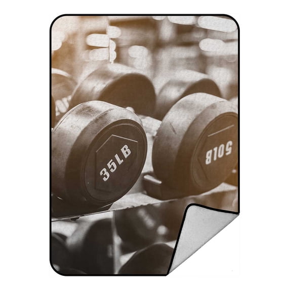 PKQWTM Dumbbells In The Gym Black White Tone Orange Flare Blanket Crystal Velvet Throw Bed Blanket 58x80 inches