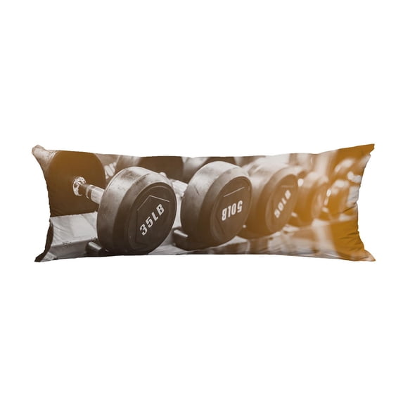 PKQWTM Dumbbells In The Gym Black White Tone Orange Flare Long Body Pillow Case Cover Pillow Cushion Size 20x60 Inches