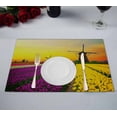 thumbnail image 1 of PKQWTM Dutch Windmill Violet Yellow Holland Tulips Field Sunset Netherlands Kitchen Dining Table Mats Placemats Size 12x18 Inches, Set of 2 Pieces, 1 of 2