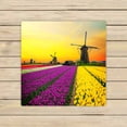 thumbnail image 1 of PKQWTM Dutch Windmill Violet Yellow Holland Tulips Field Sunset Netherlands Microfiber Bath Towels Bathroom Body Shower Towel Size 13x13 Inches, 1 of 1