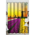 thumbnail image 1 of PKQWTM Dutch Windmill Violet Yellow Holland Tulips Field Sunset Netherlands Practical heat insulation Shading Window Curtain Size 52(W)x84(H) inches(One Piece), 1 of 1