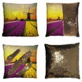 thumbnail image 1 of PKQWTM Dutch Windmill Violet Yellow Holland Tulips Field Sunset Netherlands Reversible Mermaid Cushion Cover Home Decor Sequin Pillow Case Size 20x20 inches, 1 of 2