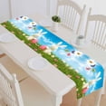 thumbnail image 1 of PKQWTM Easter Bunny Coloured Eggs Meadow Blue Sky Butterflies Cotton and Linen Table Runner Kitchen Dining Room Supplies Size 16x72 Inch, 1 of 1